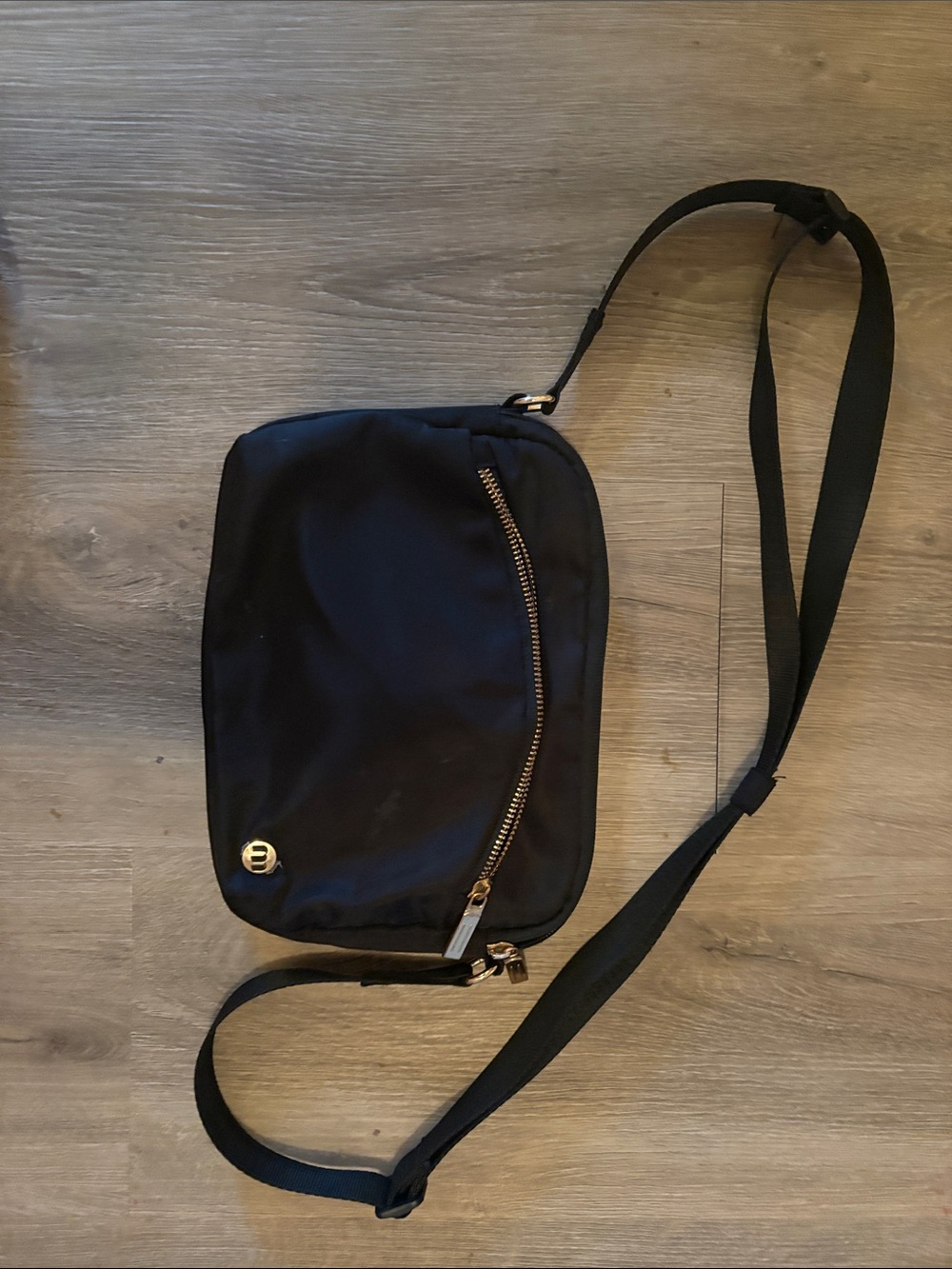 Black Women's Crossbody Bag with Gold Hardware